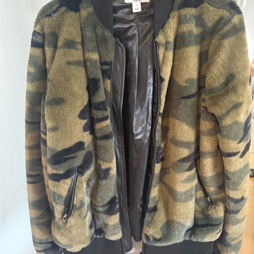 Camouflage Faux Fur Jacket
